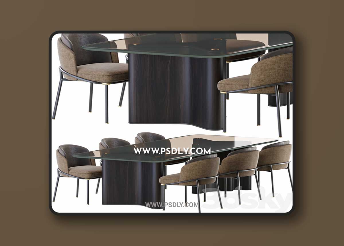 Minotti lou dining table & chair fil noir 3D Model 1 Minotti lou dining table & chair fil noir 3D Model