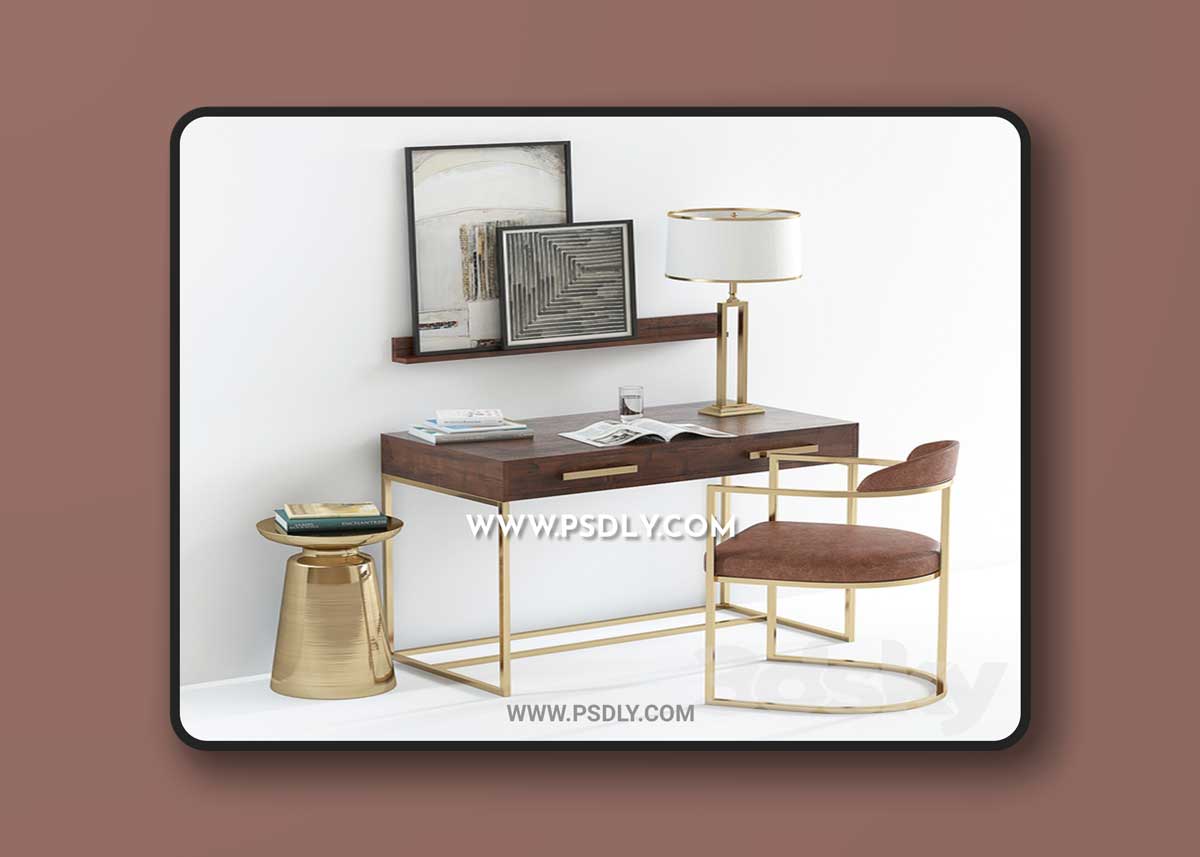 Pottery Barn Fitz desk 3D Model 1 Pottery Barn Fitz desk 3D Model