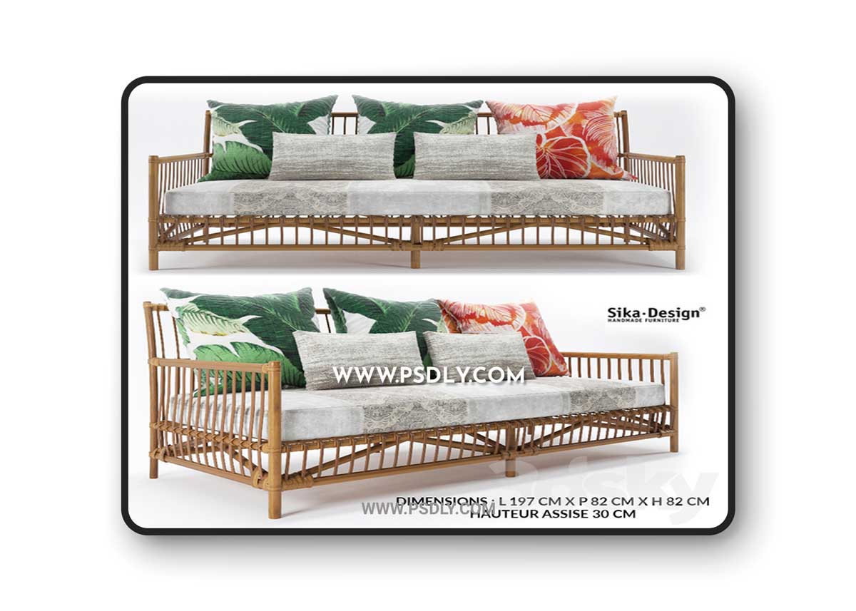 Caroline 3 seat Sofa by Sika design 3D Model 1 Caroline 3 seat Sofa by Sika design 3D Model