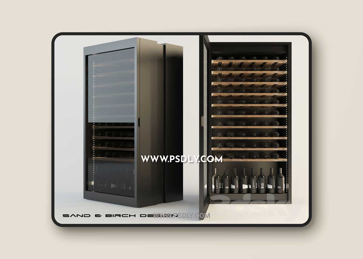 Sand birch HT LUX winecellar 3D Model 1 Sand birch HT LUX winecellar 3D Model