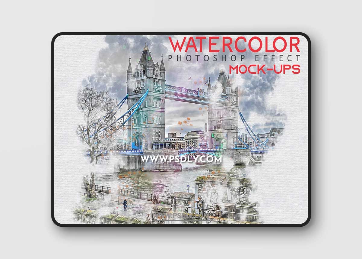 Watercolor Photoshop Effect Mock-ups 1 Watercolor Photoshop Effect Mock-ups