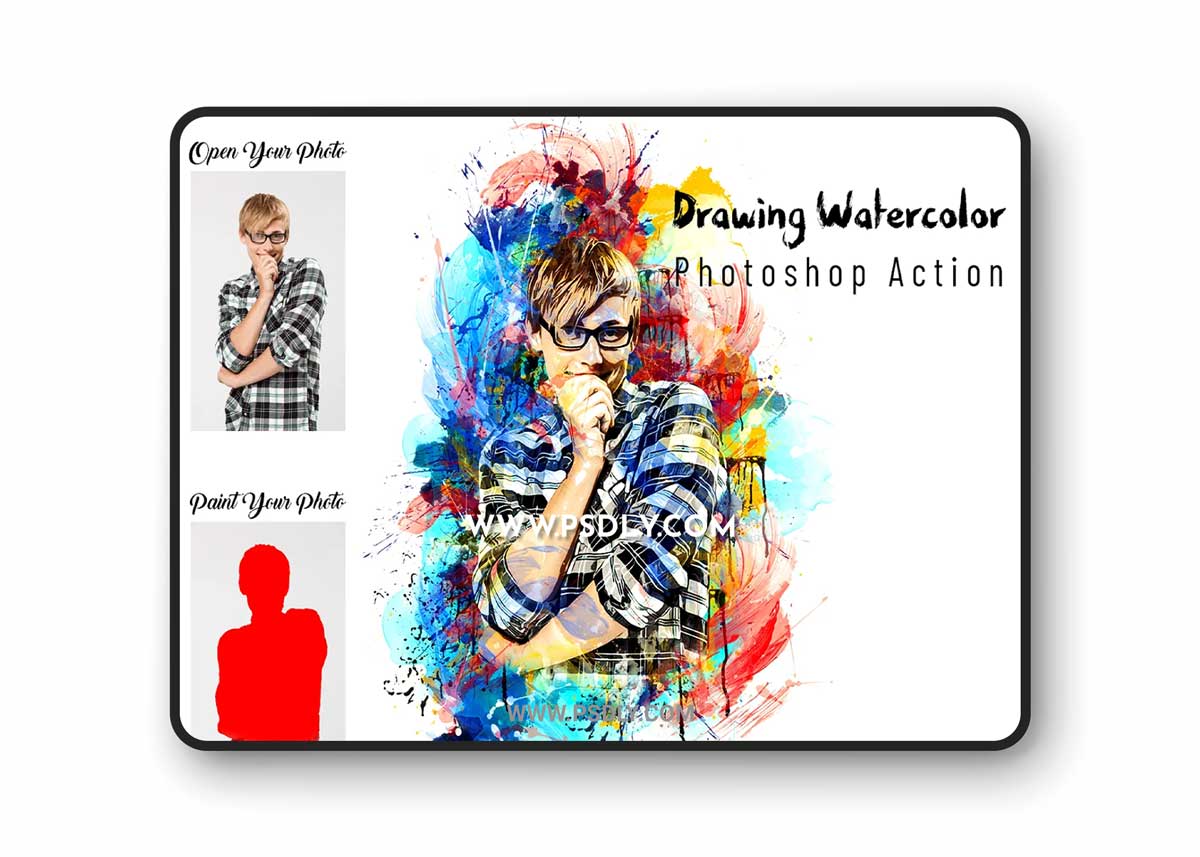 CreativeMarket - Drawing Watercolor Photoshop Action 6953102 1 CreativeMarket - Drawing Watercolor Photoshop Action 6953102