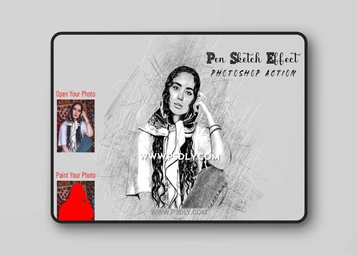 CreativeMarket - Pen Sketch Effect PS Action 7014667 1 CreativeMarket - Pen Sketch Effect PS Action 7014667