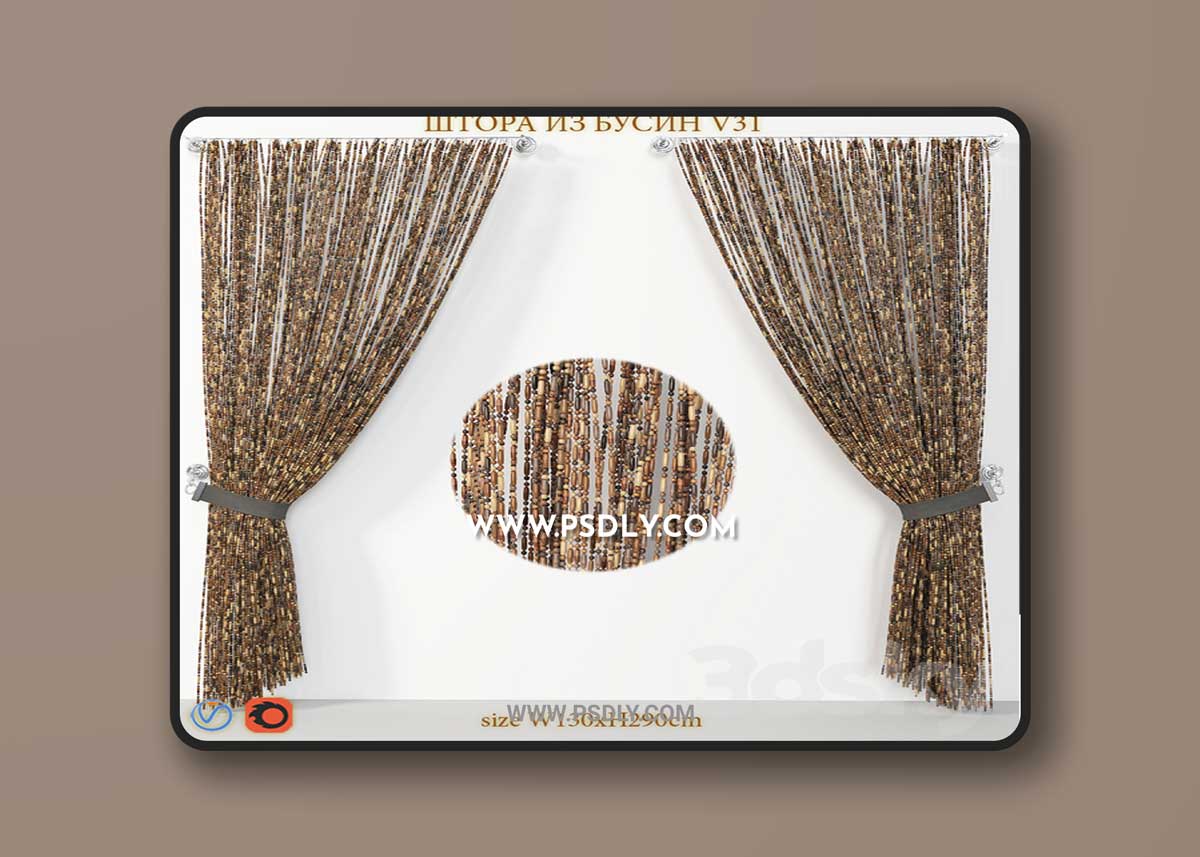 Curtains made of wooden beads V31 3D Model 1 Curtains made of wooden beads V31 3D Model