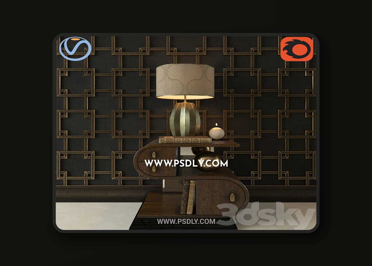 Decorative set with bedside tables 3D Model 1 Decorative set with bedside tables 3D Model