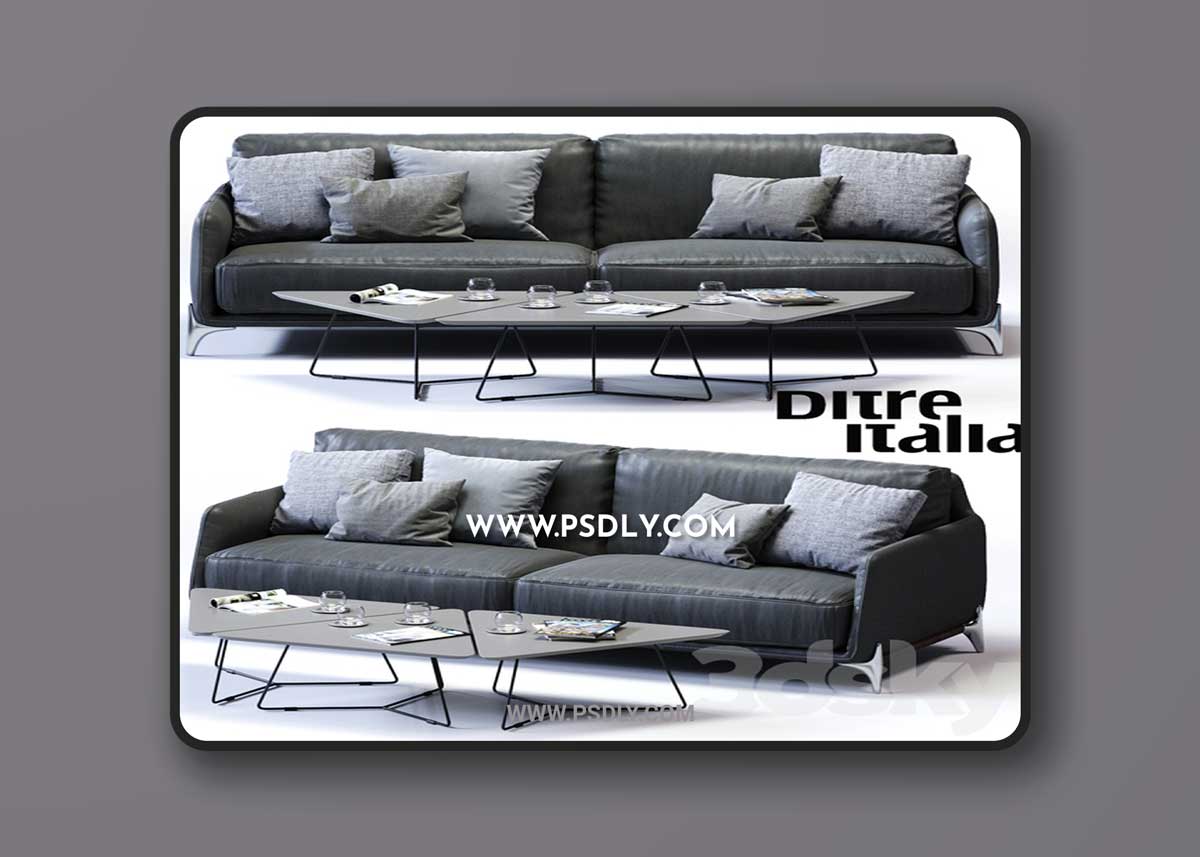 Ditre Italia ELLIOT 3-er Maxi Sofa 3D Model 1 Ditre Italia ELLIOT 3-er Maxi Sofa 3D Model