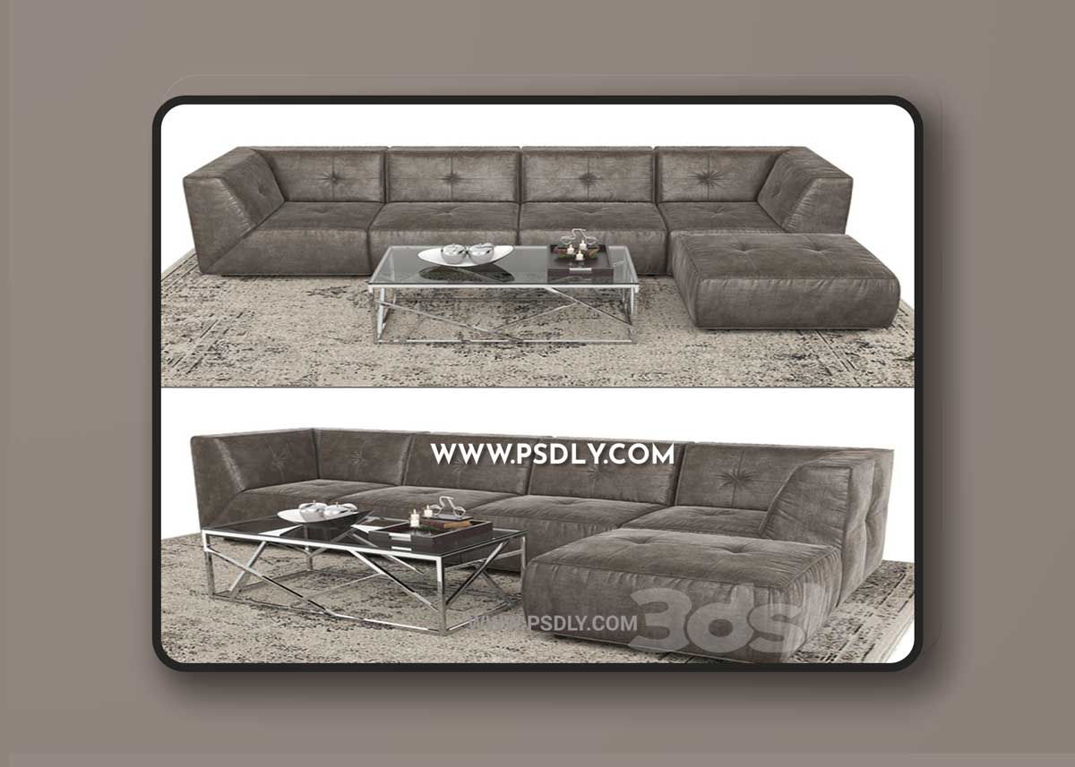 Divani Casa Sectional Sofa and Ottoman. 3D Model 1 Divani Casa Sectional Sofa and Ottoman. 3D Model