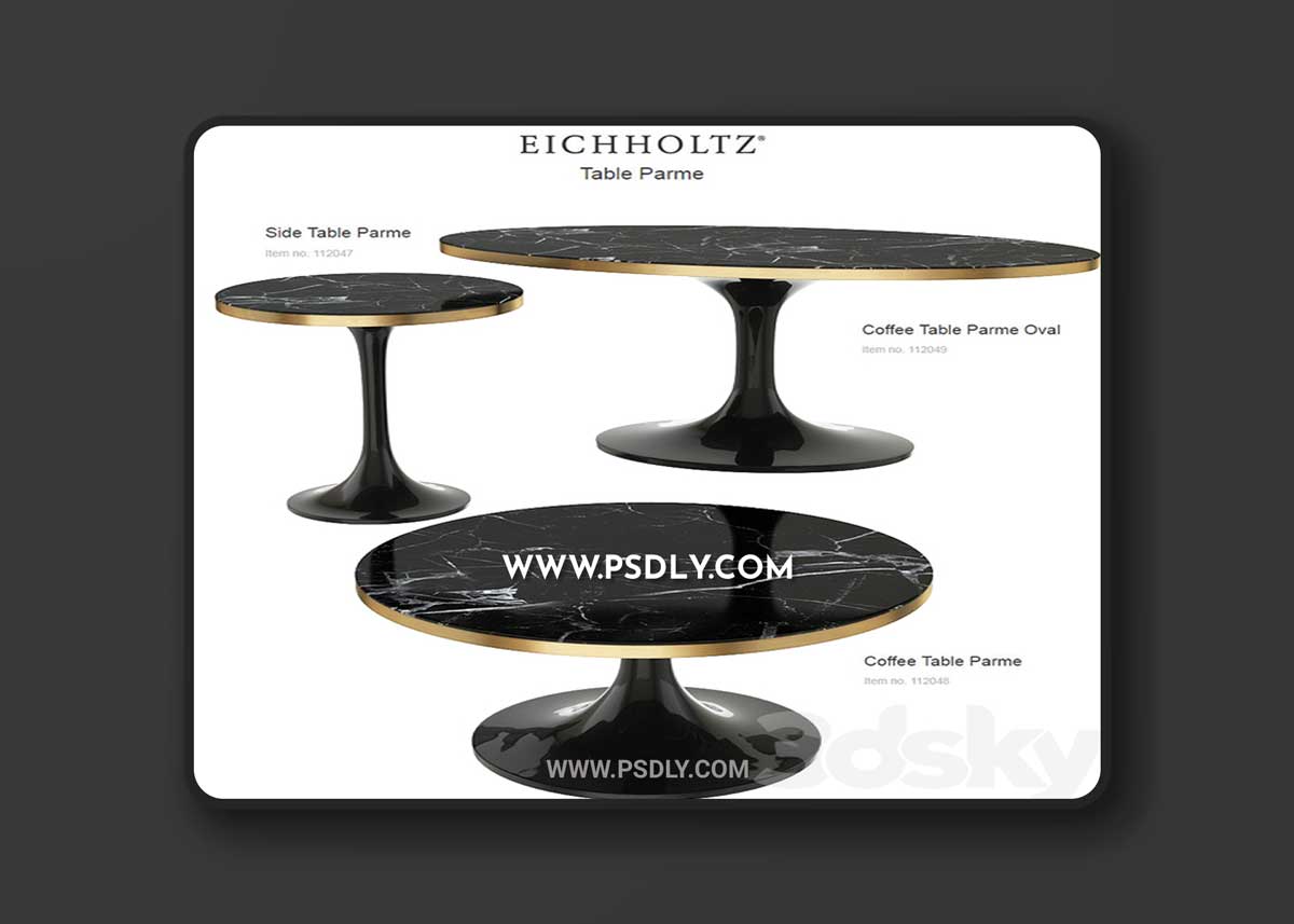 EICHHOLTZ Table Parme set 112049 112048 112047 3D Model 1 EICHHOLTZ Table Parme set 112049 112048 112047 3D Model