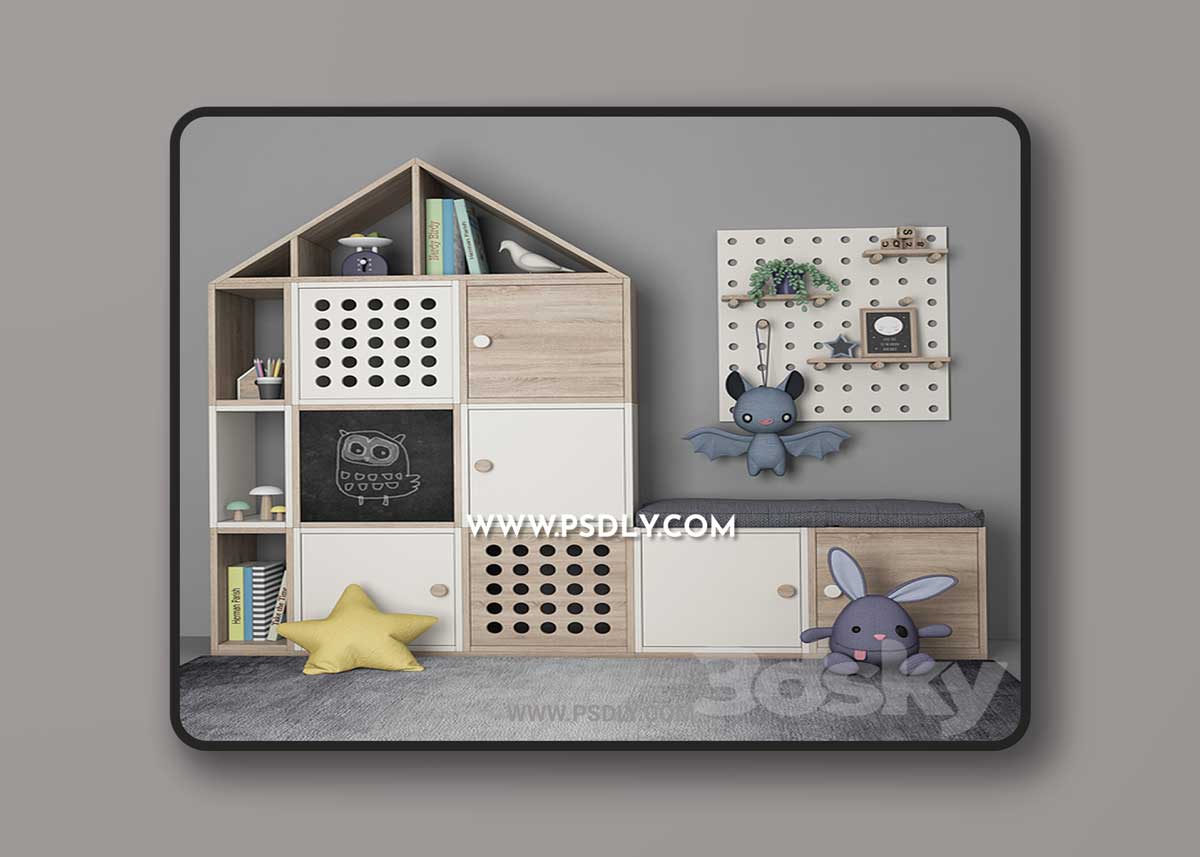Furniture for children's room with decor 10 3D Model 1 Furniture for children's room with decor 10 3D Model