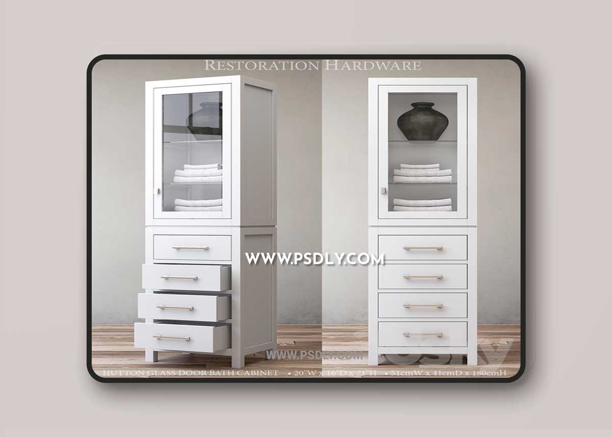 HUTTON GLASS DOOR BATH CABINET 3D Model 1 HUTTON GLASS DOOR BATH CABINET 3D Model