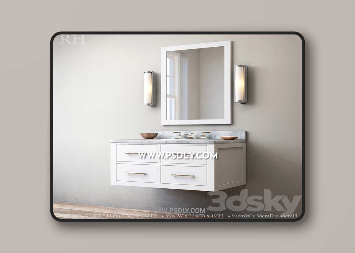 HUTTON SINGLE FLOATING VANITY 3D Model 1 HUTTON SINGLE FLOATING VANITY 3D Model