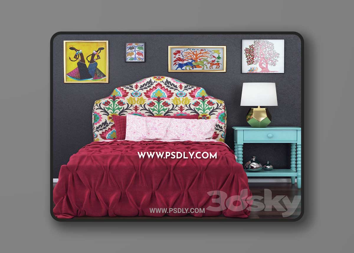 Landofnod Twin Arched Upholstered Headboard (Pattern - Desert Flower) 1 Landofnod Twin Arched Upholstered Headboard (Pattern - Desert Flower)