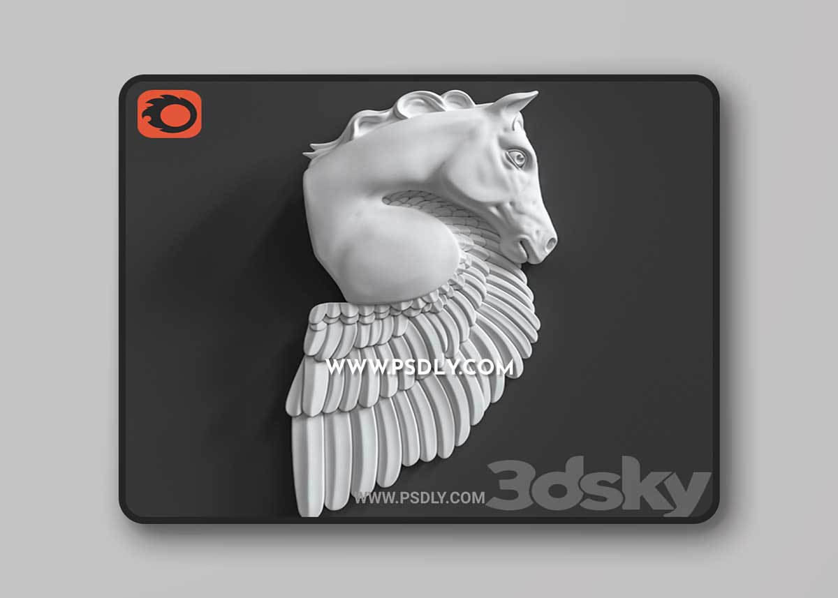 Pegasus Horse Wall Sculpture 3D Model 1 Pegasus Horse Wall Sculpture 3D Model