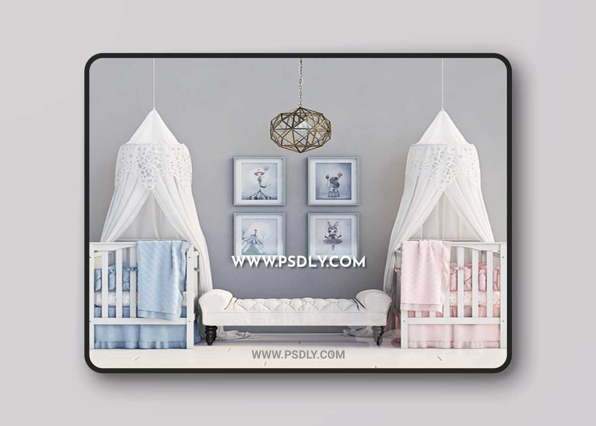 Pottery barn kids Kendall convertible crib 3D Model 1 Pottery barn kids Kendall convertible crib 3D Model