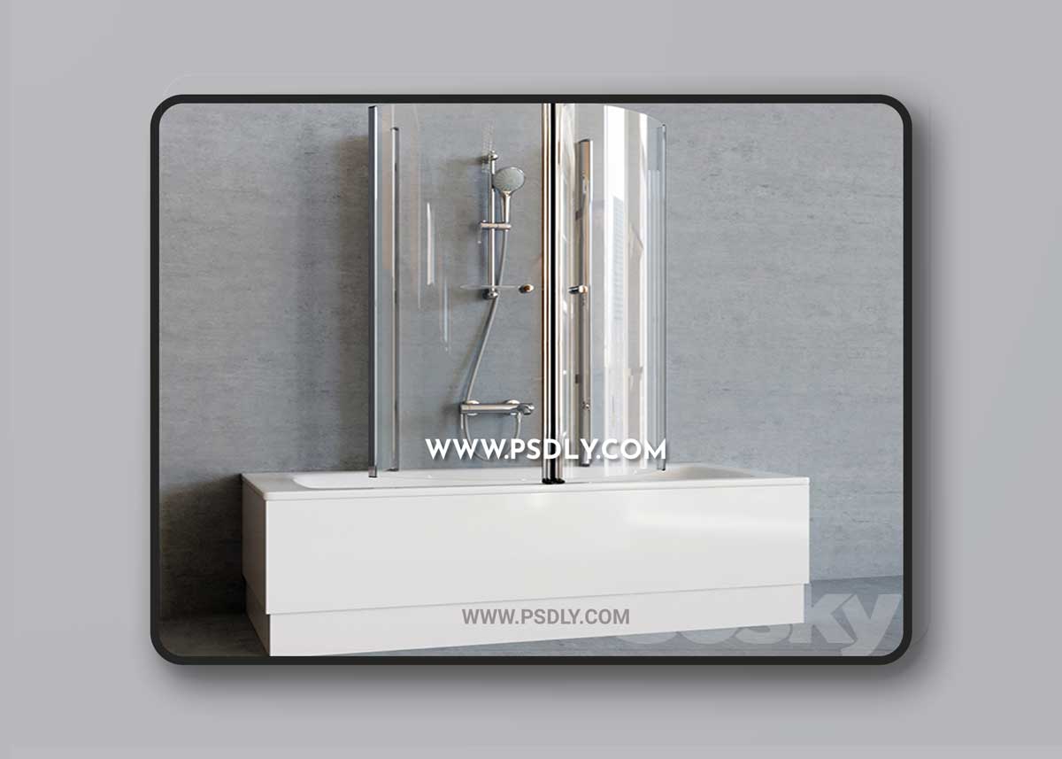 Roca Bath with Samo Shower 3D Model 1 Roca Bath with Samo Shower 3D Model