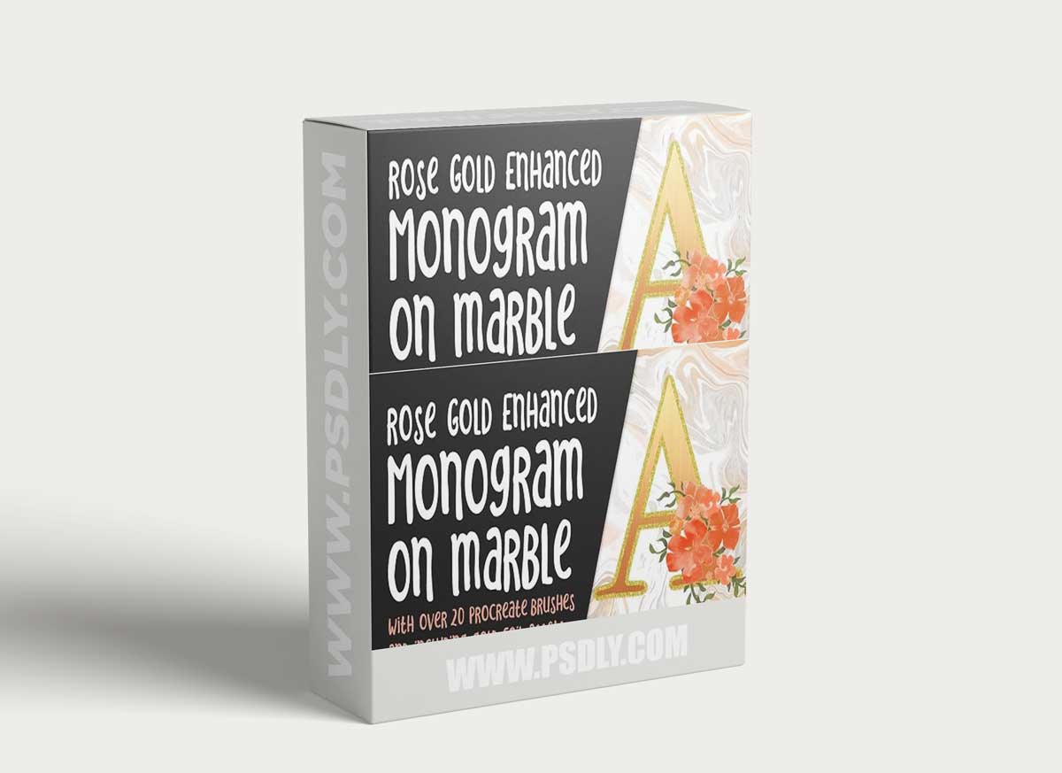Rose Gold Enhanced Monogram on Marble with 25 Brushes and Gold and Foil Assets and Textures 1 Rose Gold Enhanced Monogram on Marble with 25 Brushes and Gold and Foil Assets and Textures