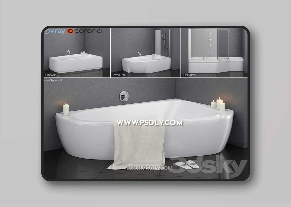 Set of asymmetric baths Ravak set 14 (LoveStory II, Chrome, Rosa 95, BeHappy) 1 Set of asymmetric baths Ravak set 14 (LoveStory II, Chrome, Rosa 95, BeHappy)