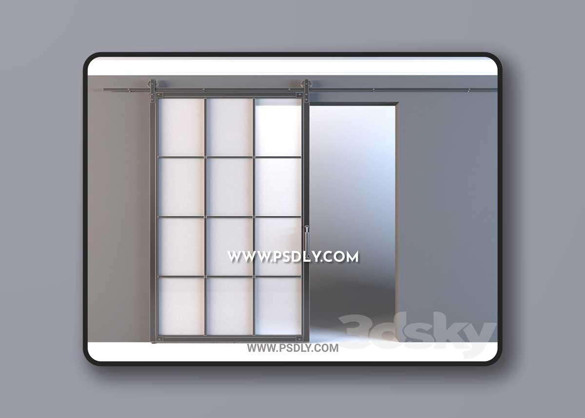 Sliding door with barn mechanism WHEEL 3D Model 1 Sliding door with barn mechanism WHEEL 3D Model