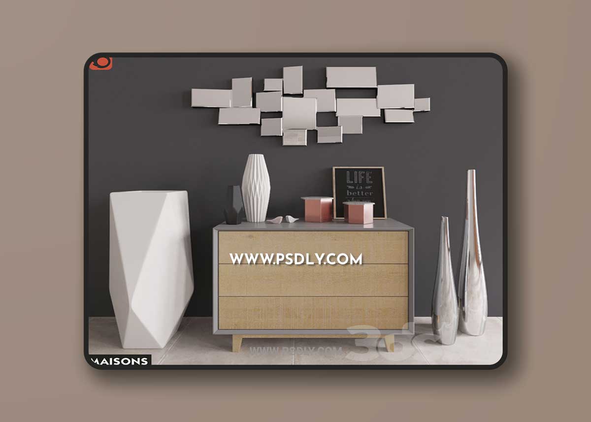 Sommode with decor Maisons du Monde 3D Model 1 Sommode with decor Maisons du Monde 3D Model