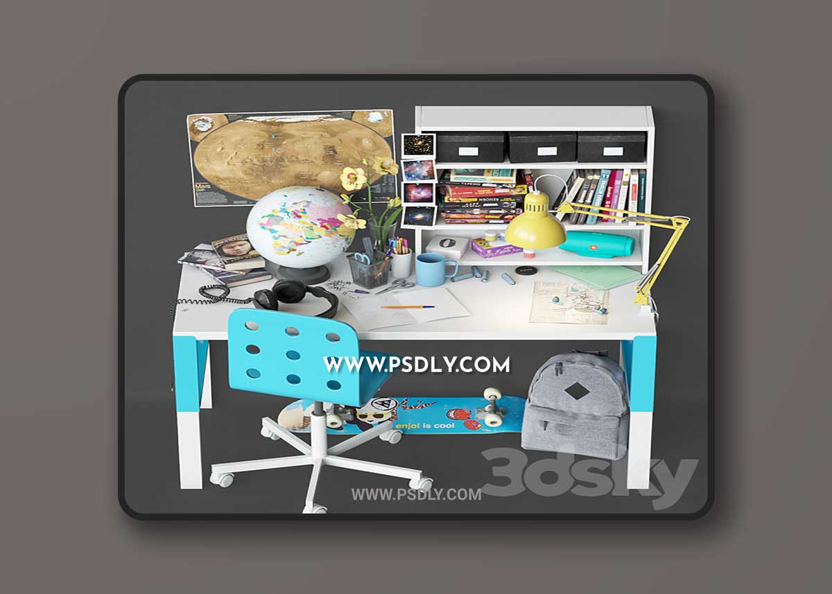 Table is not very neat schoolboy 3D Model 1 Table is not very neat schoolboy 3D Model