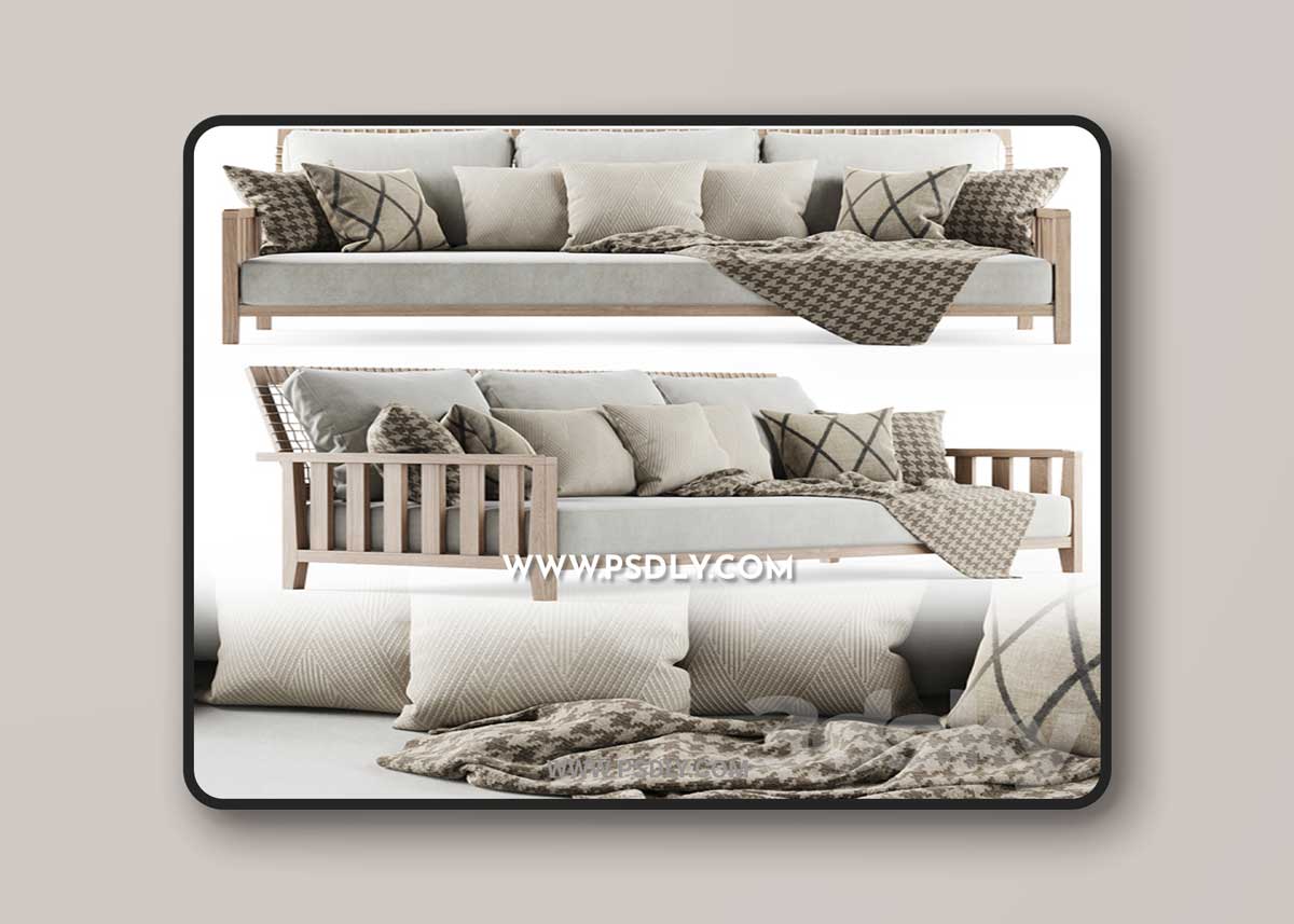 Three-seater garden sofa with plaid 1 Three-seater garden sofa with plaid