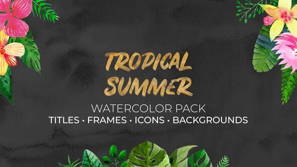 Videohive Tropical Summer. Watercolor Pack 36049583 1 Videohive Tropical Summer. Watercolor Pack 36049583