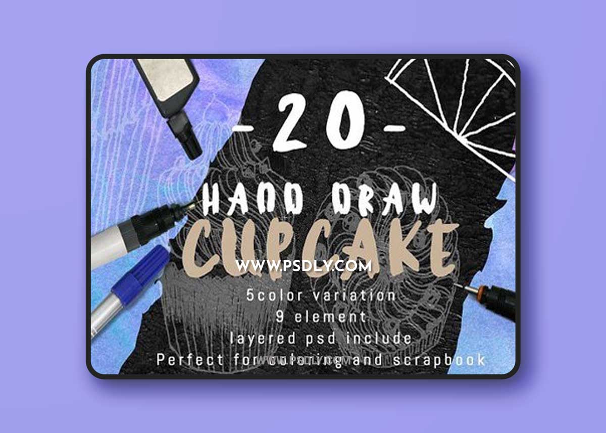 20 Handdraw cupcake inking 1 20 Handdraw cupcake inking