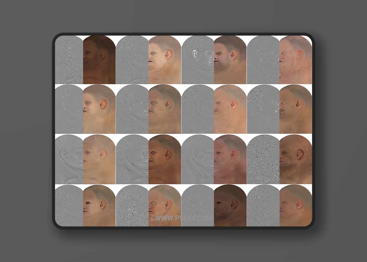 3D Scan Store – Male & Female 16 x HD Displacement Map Pack 1 3D Scan Store – Male & Female 16 x HD Displacement Map Pack 01