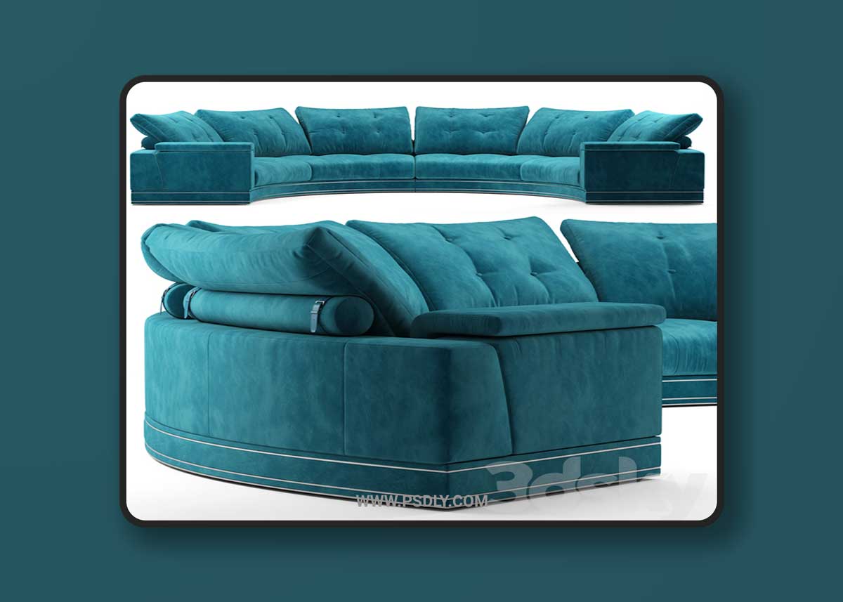 Andrew round sectional velvet sofa - Fendi Casa 1 Andrew round sectional velvet sofa - Fendi Casa