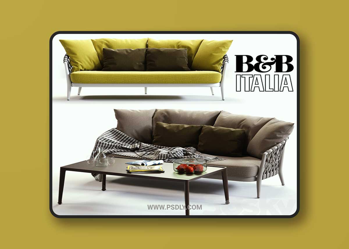 B and B Italia Erica grey and yellow sofa 1 B and B Italia Erica grey and yellow sofa