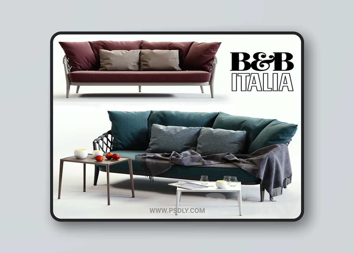 B&B Italia Erica blue and red sofa 3D Model 1 B&B Italia Erica blue and red sofa 3D Model