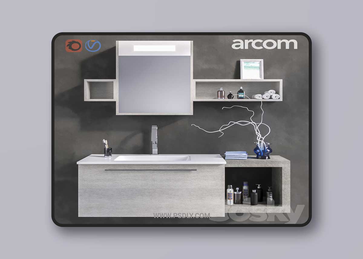 Bathroom furniture set E.LY COMPOSITION 40 3D Model 1 Bathroom furniture set E.LY COMPOSITION 40 3D Model
