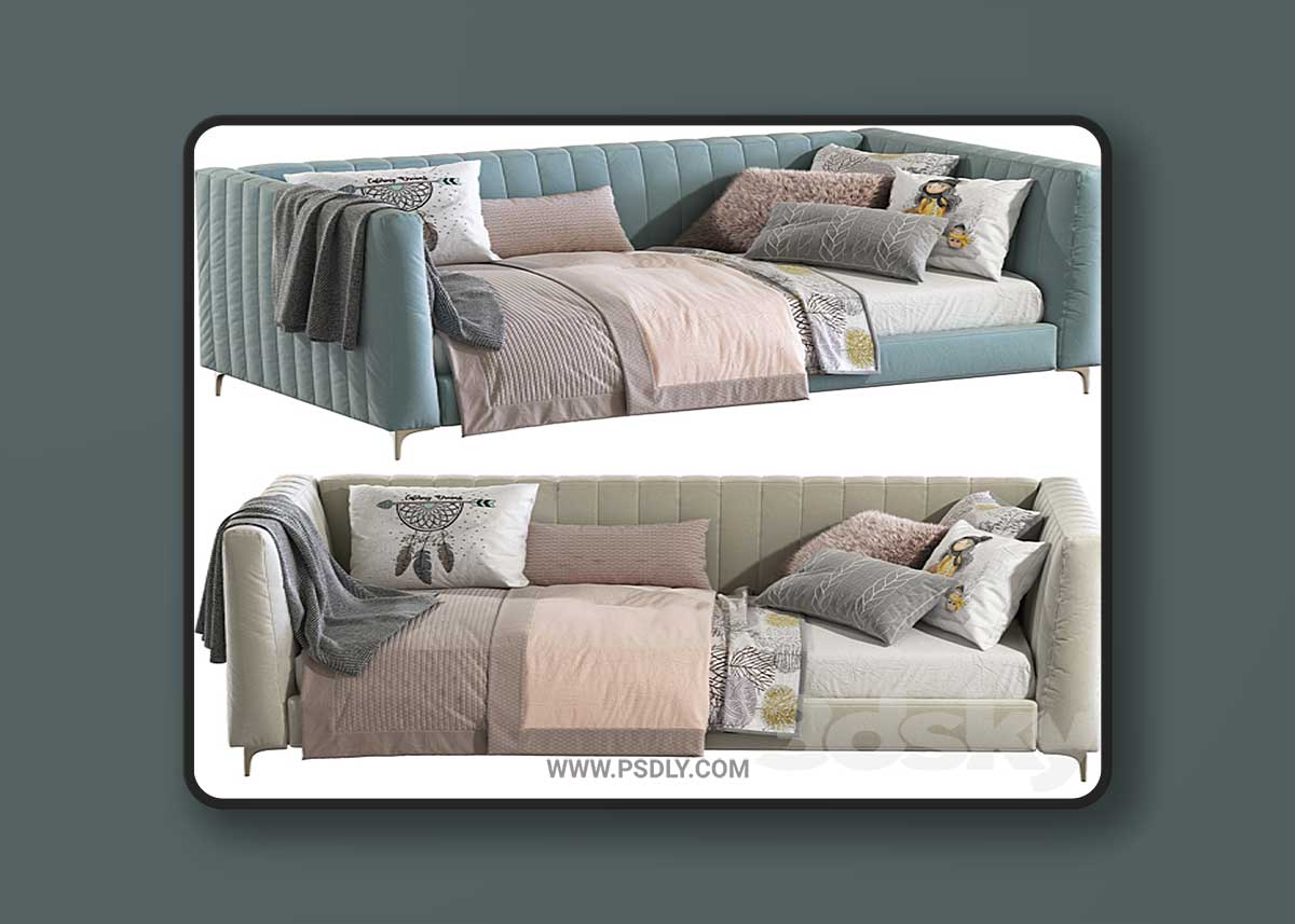 Bed sofa Avalon Channel Stitch Upholstered Daybed 3D Model 1 Bed sofa Avalon Channel Stitch Upholstered Daybed 3D Model