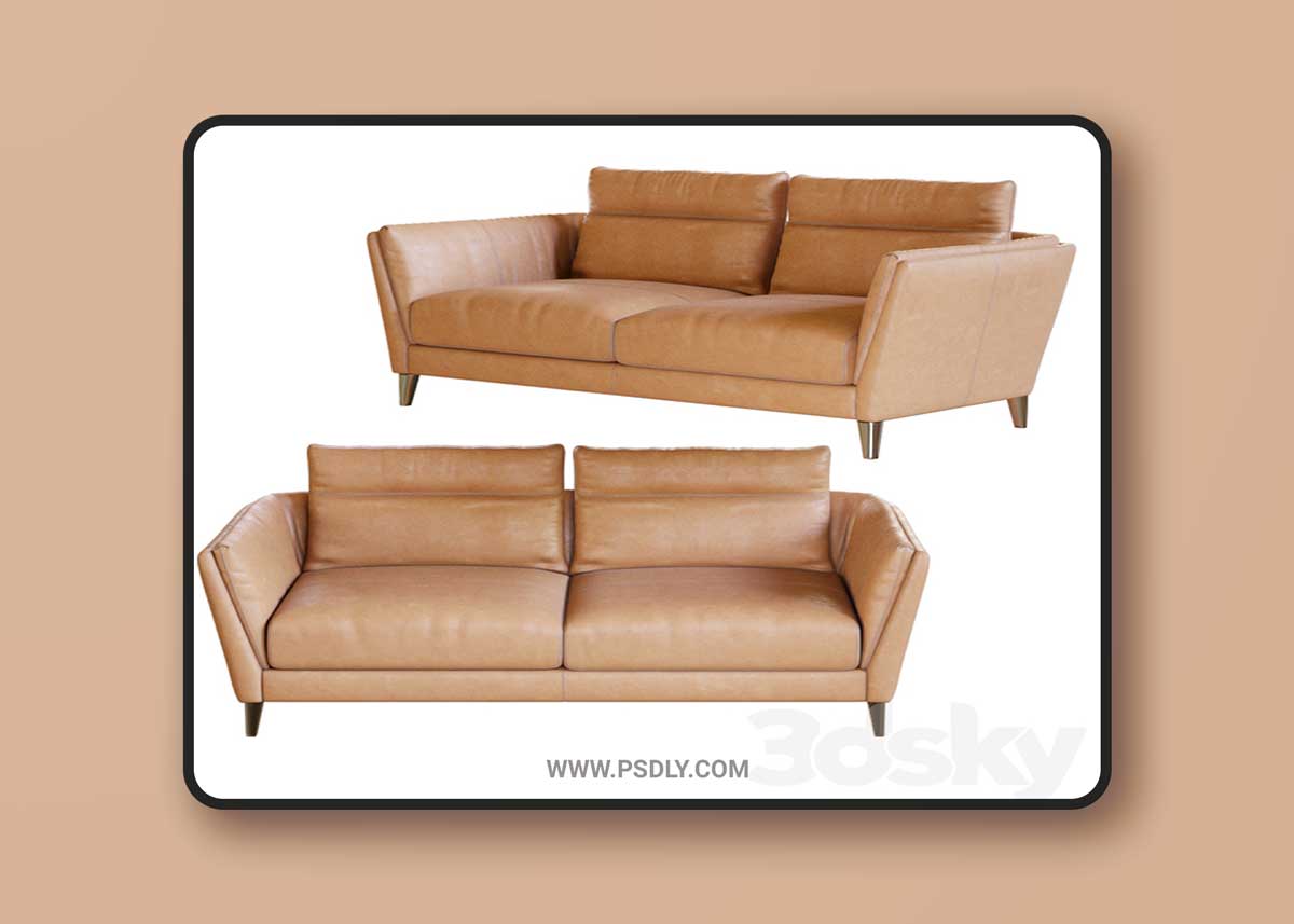 Bretagne 2 seater sofa by Poltrona Frau 3D Model 1 Bretagne 2 seater sofa by Poltrona Frau 3D Model