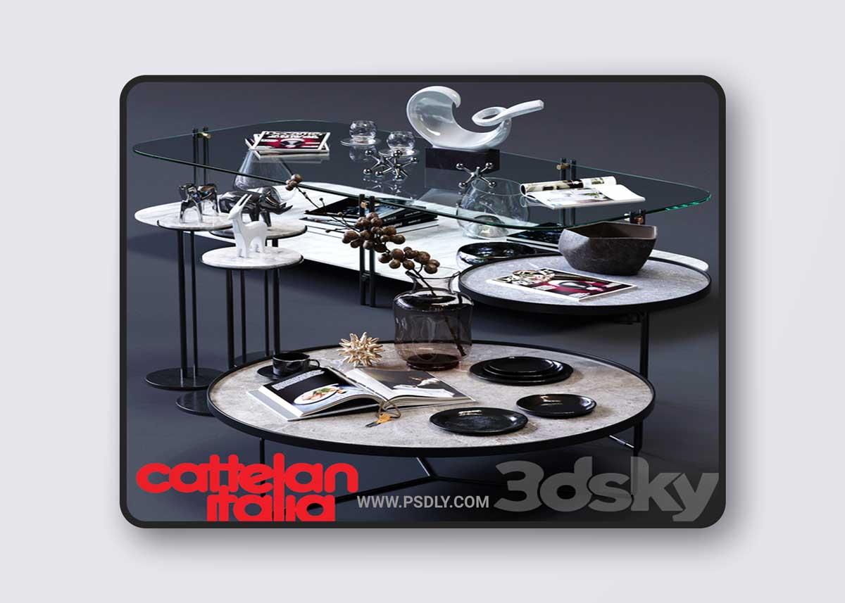 Cattelan Italia Coffee Tables Set 02 3D Model 1 Cattelan Italia Coffee Tables Set 02 3D Model