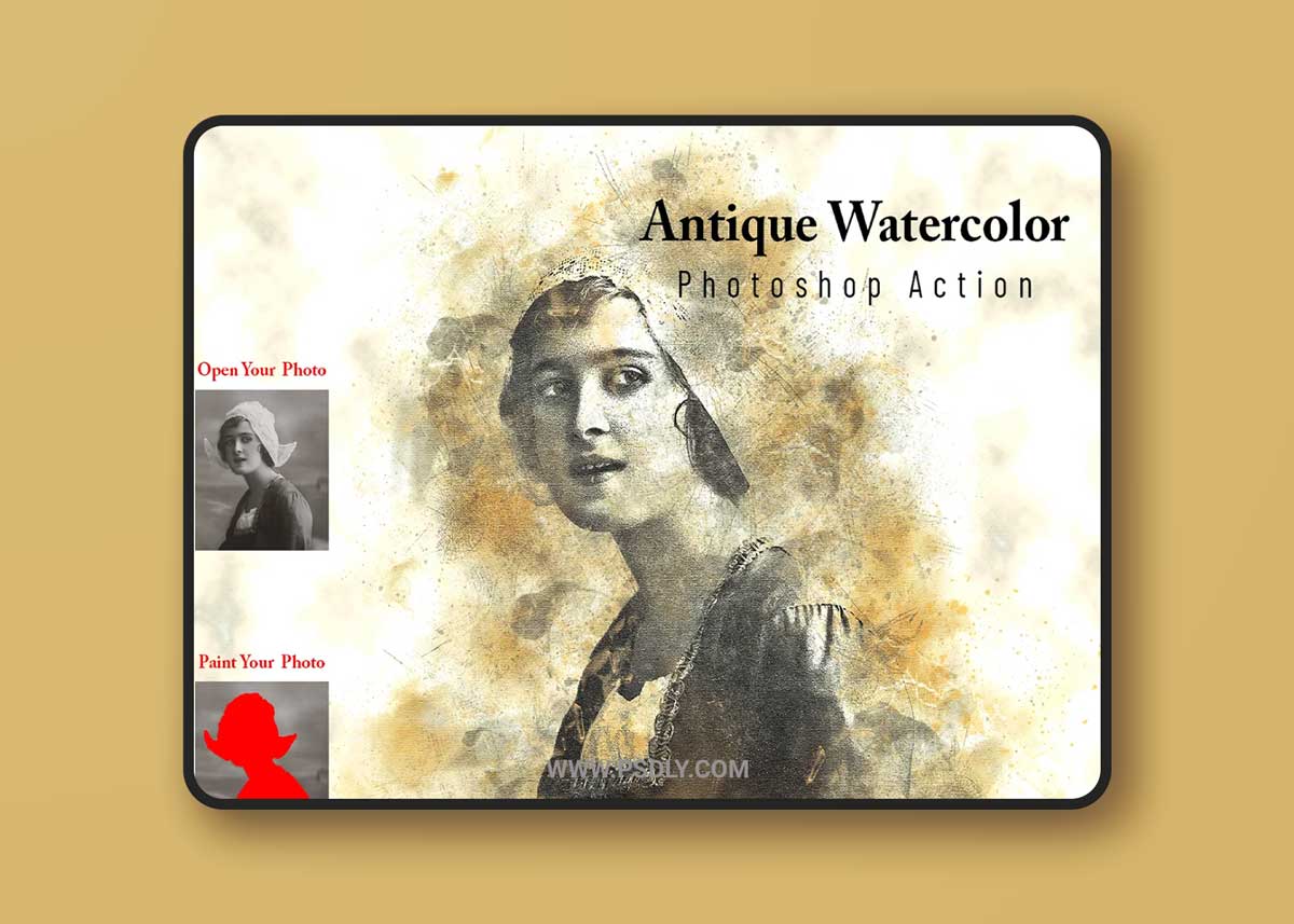 CreativeMarket - Antique Watercolor Photoshop Action 7044588 1 CreativeMarket - Antique Watercolor Photoshop Action 7044588