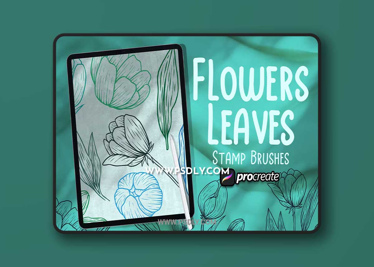 Flower & Leaves Brush Stamp Procreate A27WTNZ 1 Flower & Leaves Brush Stamp Procreate A27WTNZ