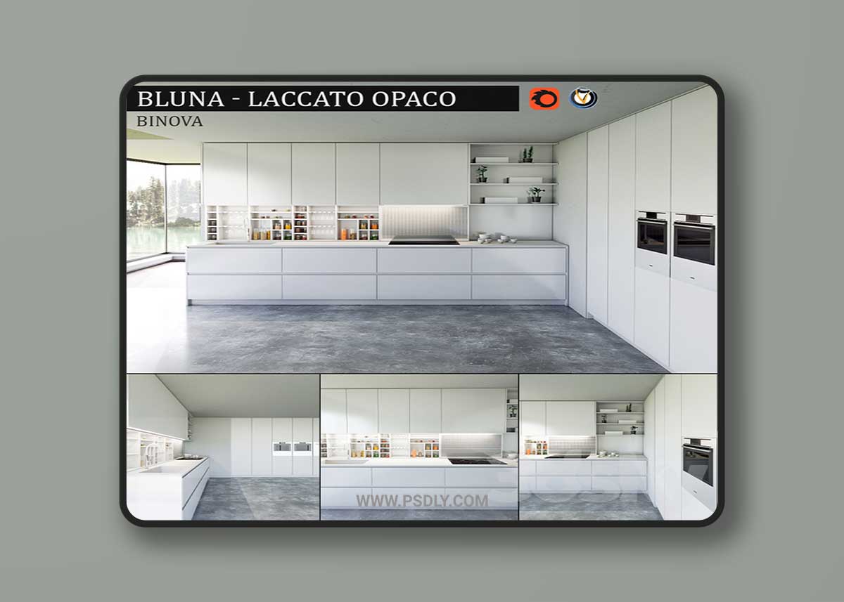 Kitchen Bluna Laccato Opaco 3D Model 1 Kitchen Bluna Laccato Opaco 3D Model