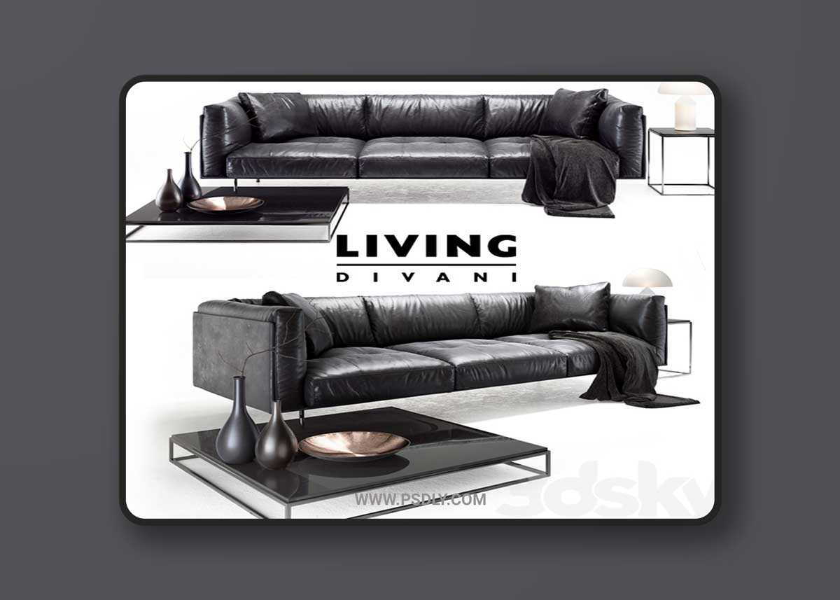 Living divani leather rod sofa 3D Model 1 Living divani leather rod sofa 3D Model