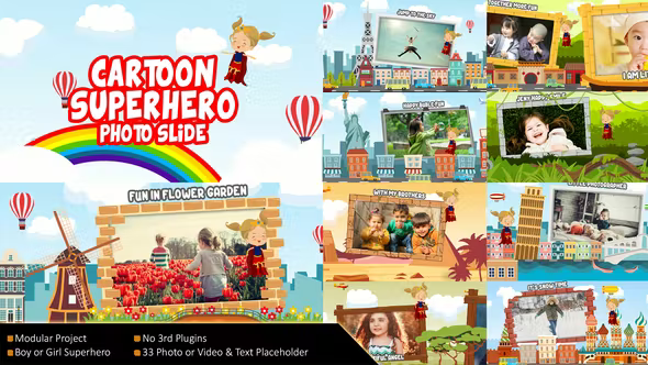 Videohive Flying Cartoon Superhero Slideshow 36570595 1 Videohive Flying Cartoon Superhero Slideshow 36570595