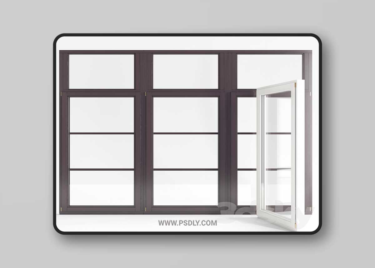 Wooden double-glazed windows 3D Model 1 Wooden double-glazed windows 3D Model