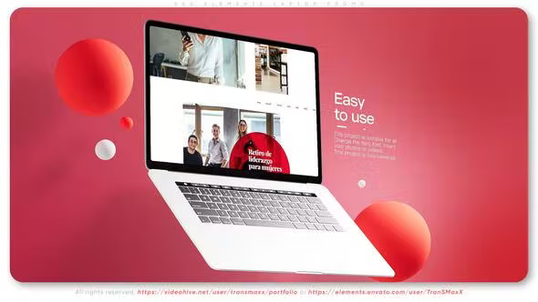 Videohive Red Elements Laptop Mockup Promo 36557182 1 Videohive Red Elements Laptop Mockup Promo 36557182