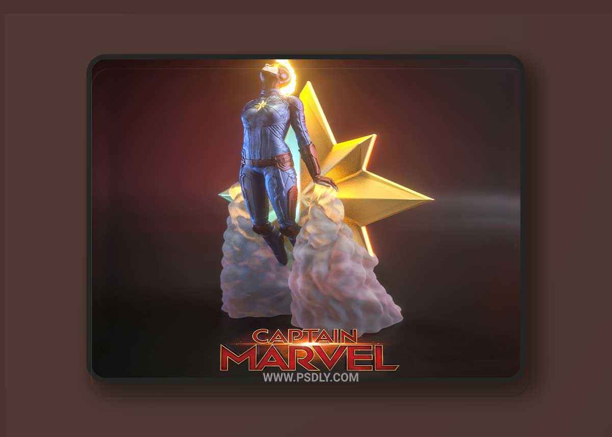 Captain Marvel blasting off 3D Printable 1 Captain Marvel blasting off 3D Printable