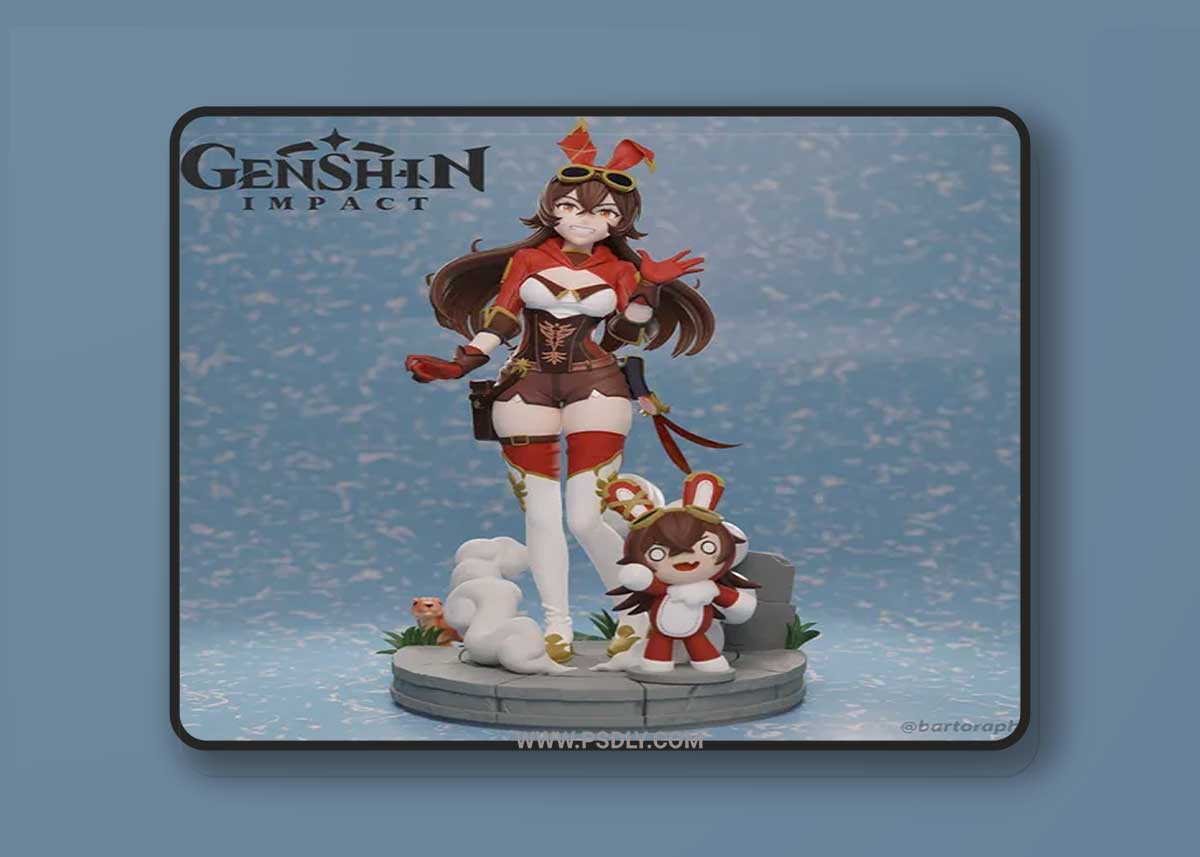 Genshin Impact Amber 3D Printable 3D Model 1 Genshin Impact Amber 3D Printable 3D Model