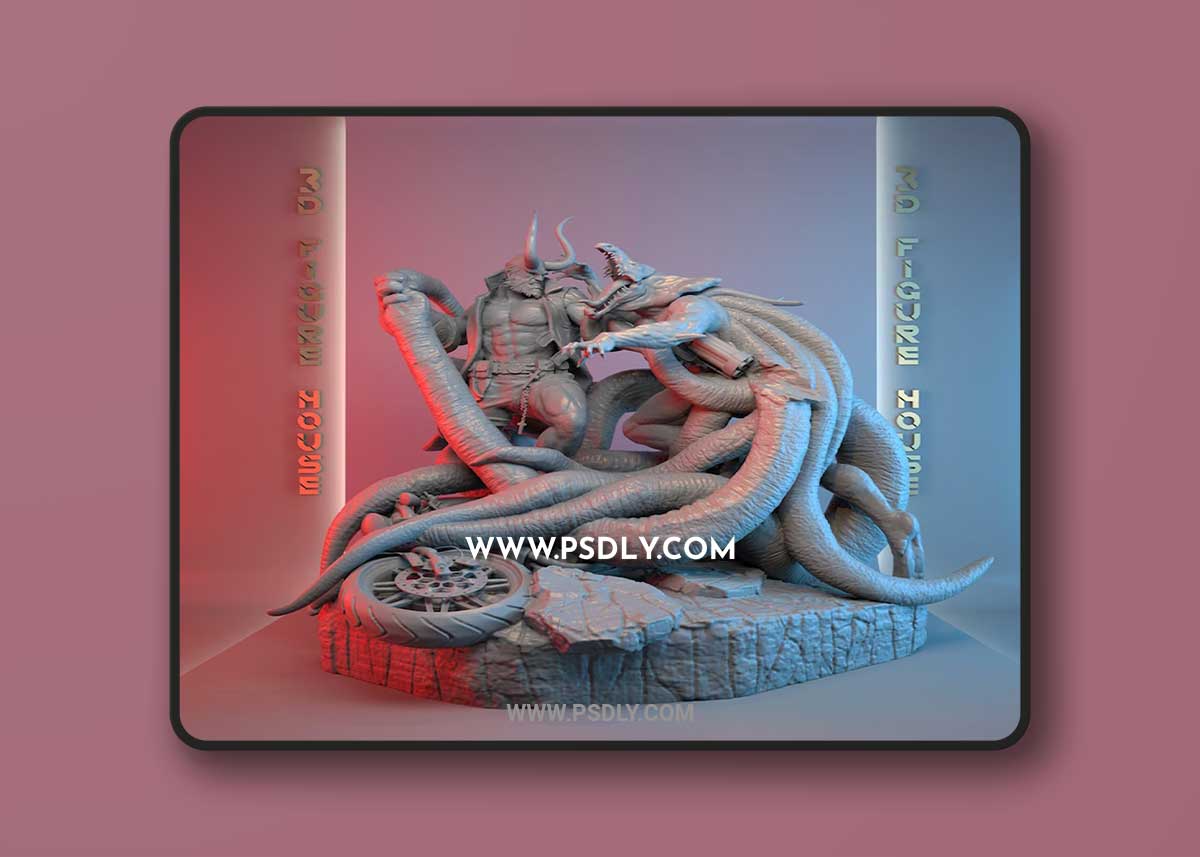 Hellboy Fighting 3D Printable 3D Model 1 Hellboy Fighting 3D Printable 3D Model