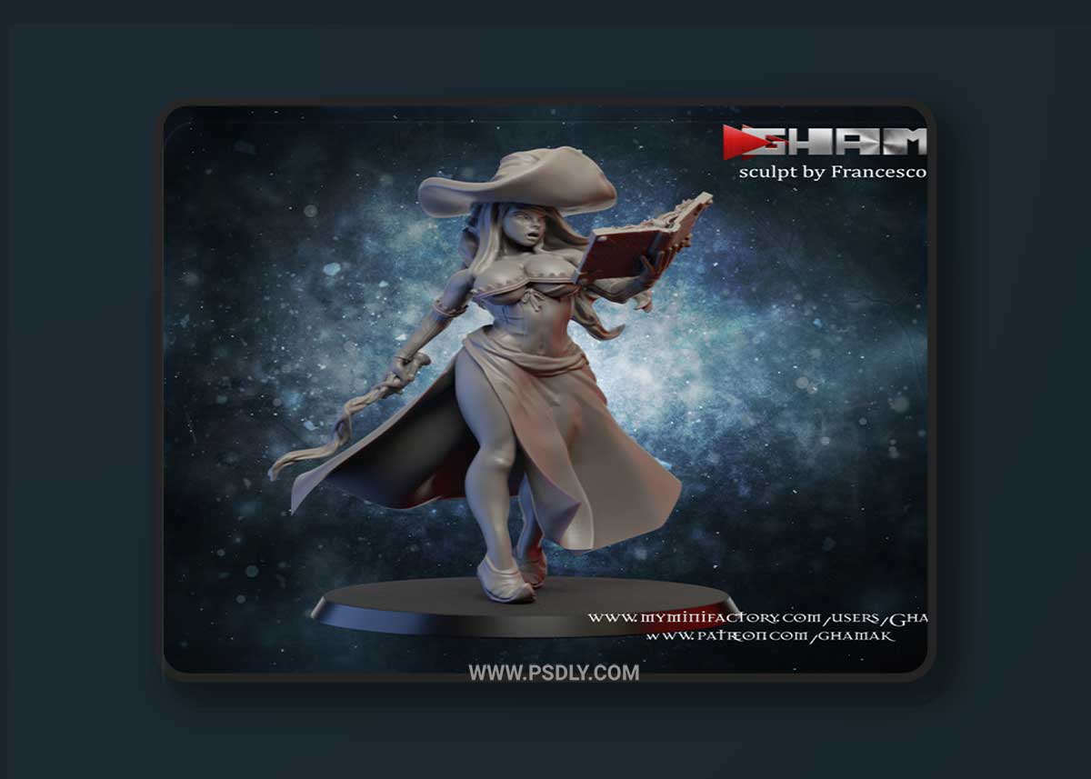 Witch Hunter pin-up 3D Printable 1 Witch Hunter pin-up 3D Printable