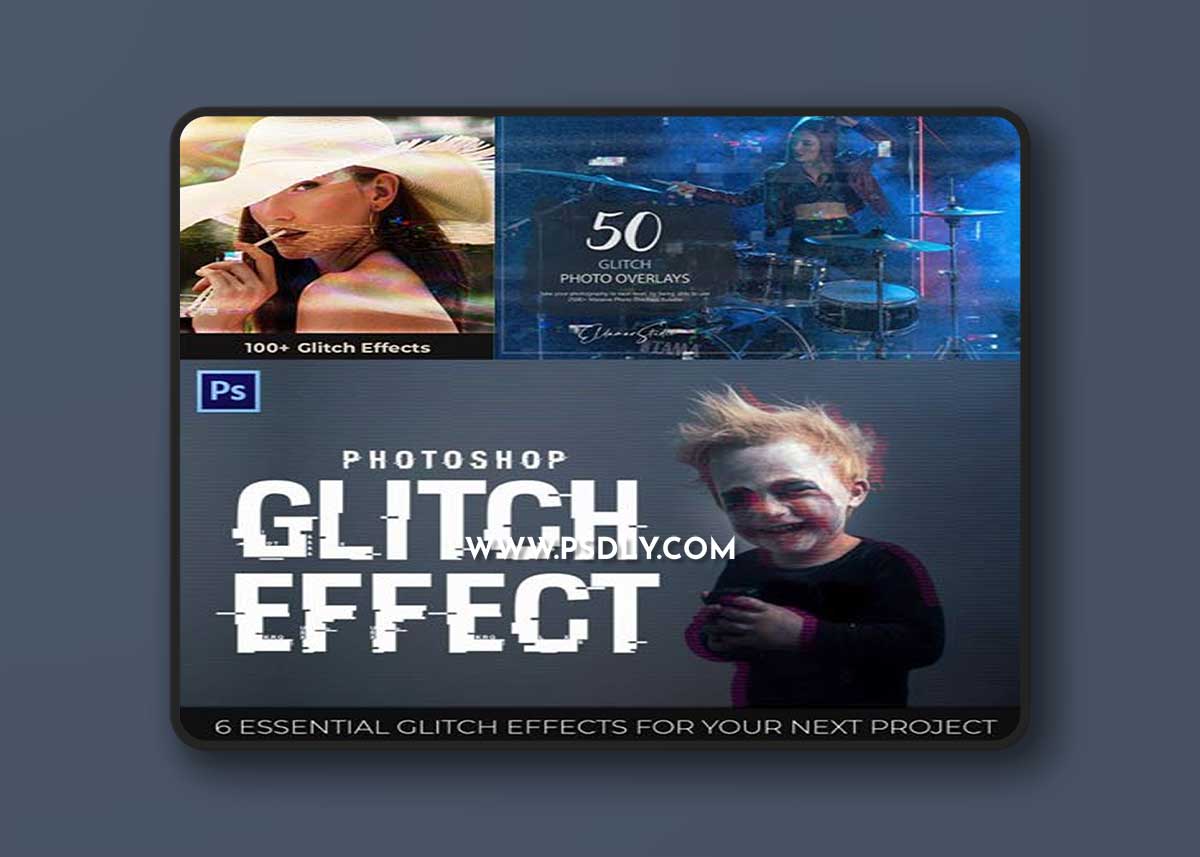 100+ Glitch Photo Effects & Overlays for Photoshop 1 100+ Glitch Photo Effects & Overlays for Photoshop