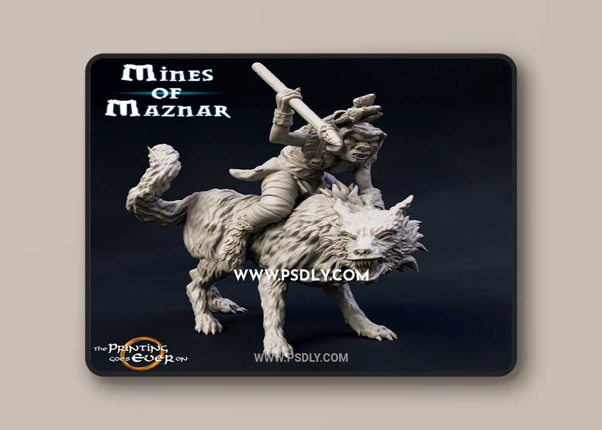 3D Print Model Goblin Warg Rider (throwing javelin) 1 3D Print Model Goblin Warg Rider (throwing javelin)