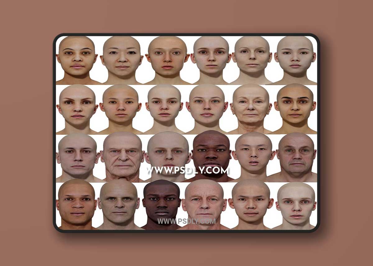 3D Scan Store – Male and Female 3D model Bundle 48x Head Scans 1 3D Scan Store – Male and Female 3D model Bundle 48x Head Scans