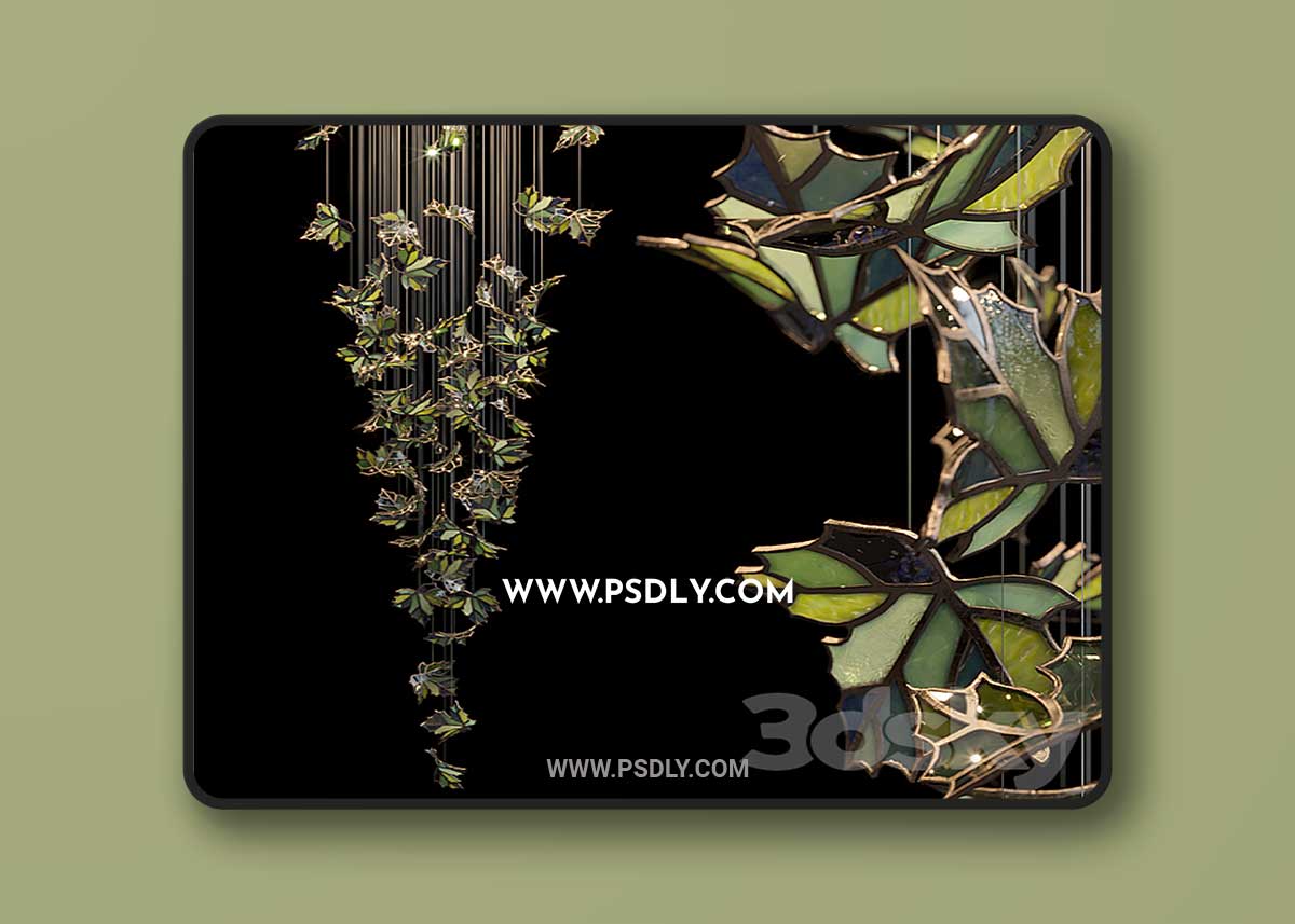 Light stained glass Vargov Design – Green 3D Model 1 Light stained glass Vargov Design – Green 3D Model